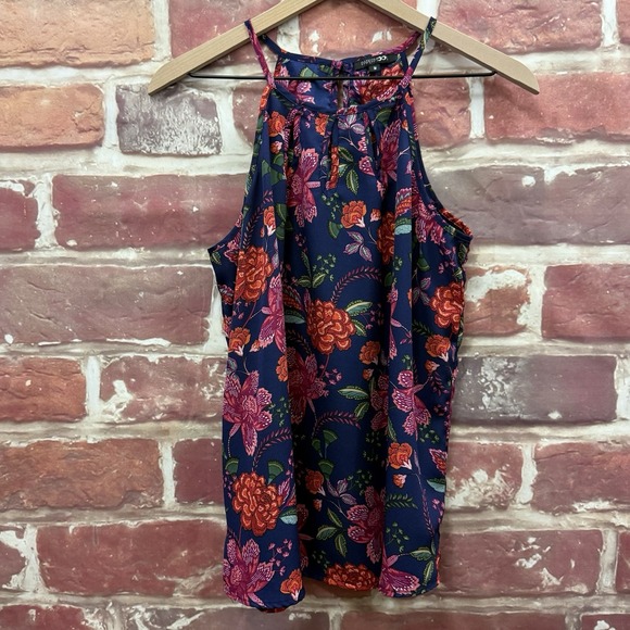 Stitch Fix Papermoon Halter Top Women's M Blue Multicolor Boho Floral Shirt - Picture 6 of 8